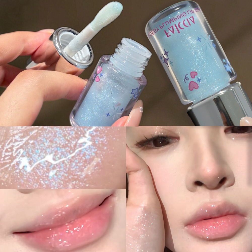 Baby Blue Sparkling Lip Gloss  - đánh giá và giá Lip Tint Korean