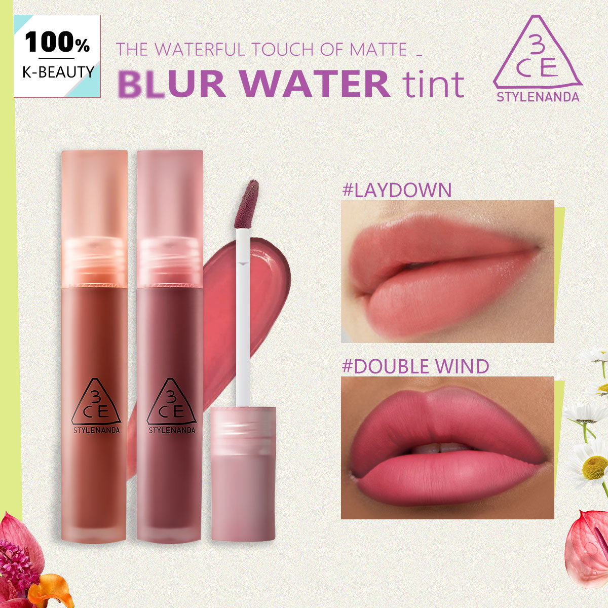 3CE BLUR WATER TINT,Buildable  - đánh giá và giá Lip Tint Korean
